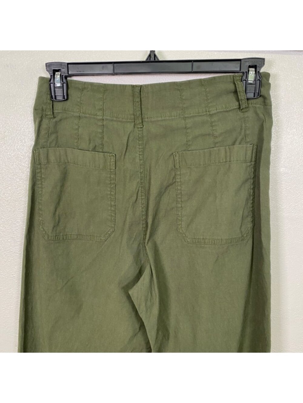 Anthropologie Maeve Colette Wide-Leg Cropped Pants Olive Green High Rise 30 Tall - Picture 14 of 16